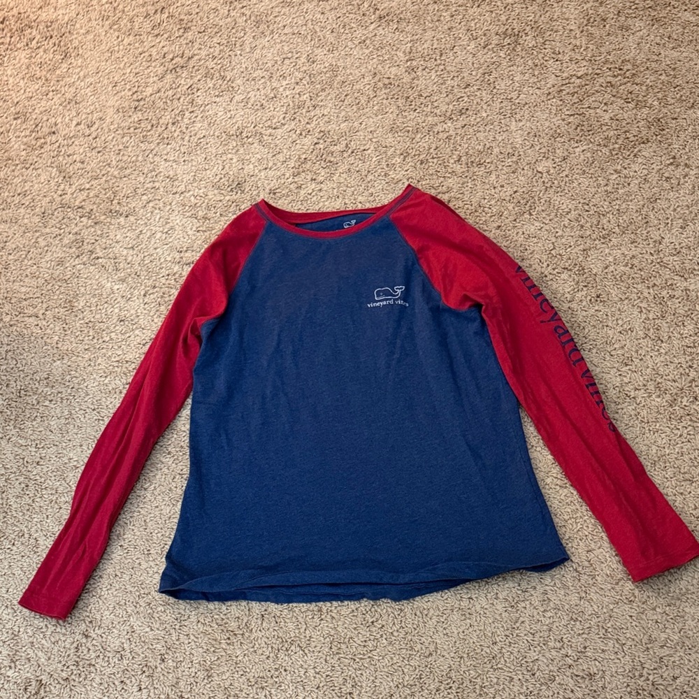 Vineyard Vines Blue and Red Long Sleeve Tee